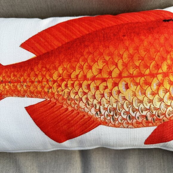 Set Of 2 Red Fish Throw Pillows 19x12 Coastal Nautical Home Decor - Picture 12 of 13